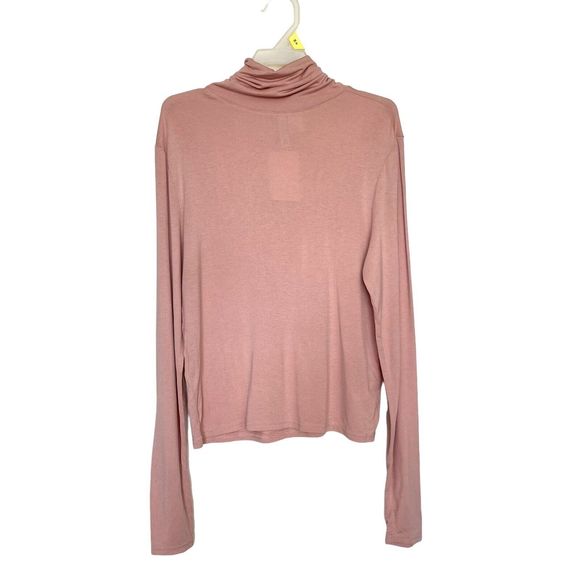 Divided H&M Womens Turtleneck Blouse Top Size Medium Pink Long Sleeve Stretch - Picture 2 of 11
